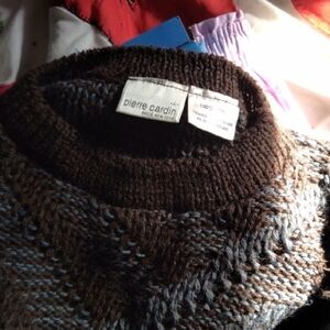 Pierre Cardin Brown and Gray Cardigan Sweater